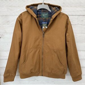 Woolrich Canvas Hooded Jacket • Brown • Sz L • NWT